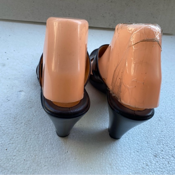 Sofft Women’s Brown Leather Heels Platform Slide Sandals. Size 9.5M - Picture 9 of 14